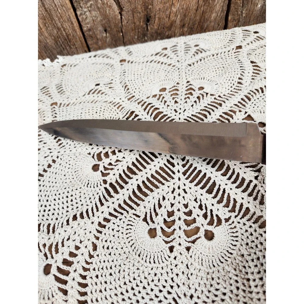 Vintage Utica Super Edge Steak Knife Longhorn Steer Medallion Wood Handle USA